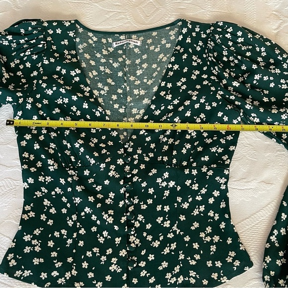 Reformation Nell Floral V-Neck Blouse Size S - Picture 8 of 14